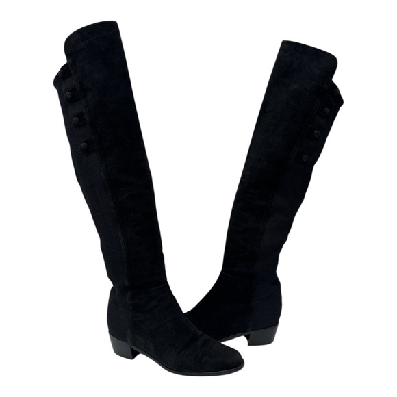 Stuart Weitzman Quebecland Knee High Black Suede Pull Stretch Boot size 7 M - Picture 4 of 14